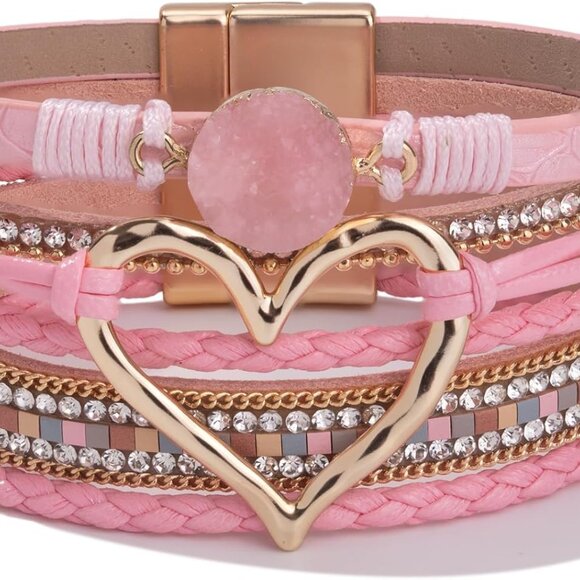 Jewelry - Stackable Boho Faux Leather Bracelets with Shine - Perfect Gift for Mothers